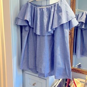 MLM off the shoulder mini dress- blue Gingham